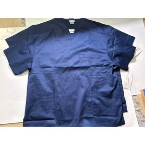 Barco Essentials Scrub Top 2XL Navy V-Neck Plus Size Medical 2 Pack NWT